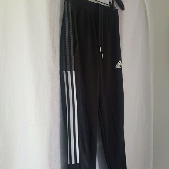 Adidas Women's Size S Pants Black White Side Stripe Ankle Zip Warm Up - Picture 7 of 13